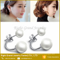 Hot Sale Stainless Steel Double Pearl Charms Earrings